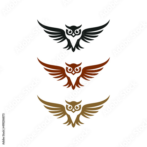 owl vector logo with three colors