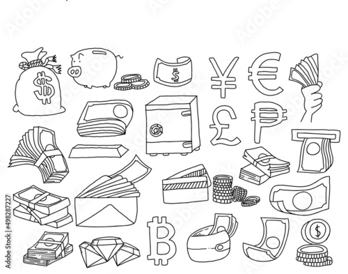 finance and banking hand drawn doodle illustration
