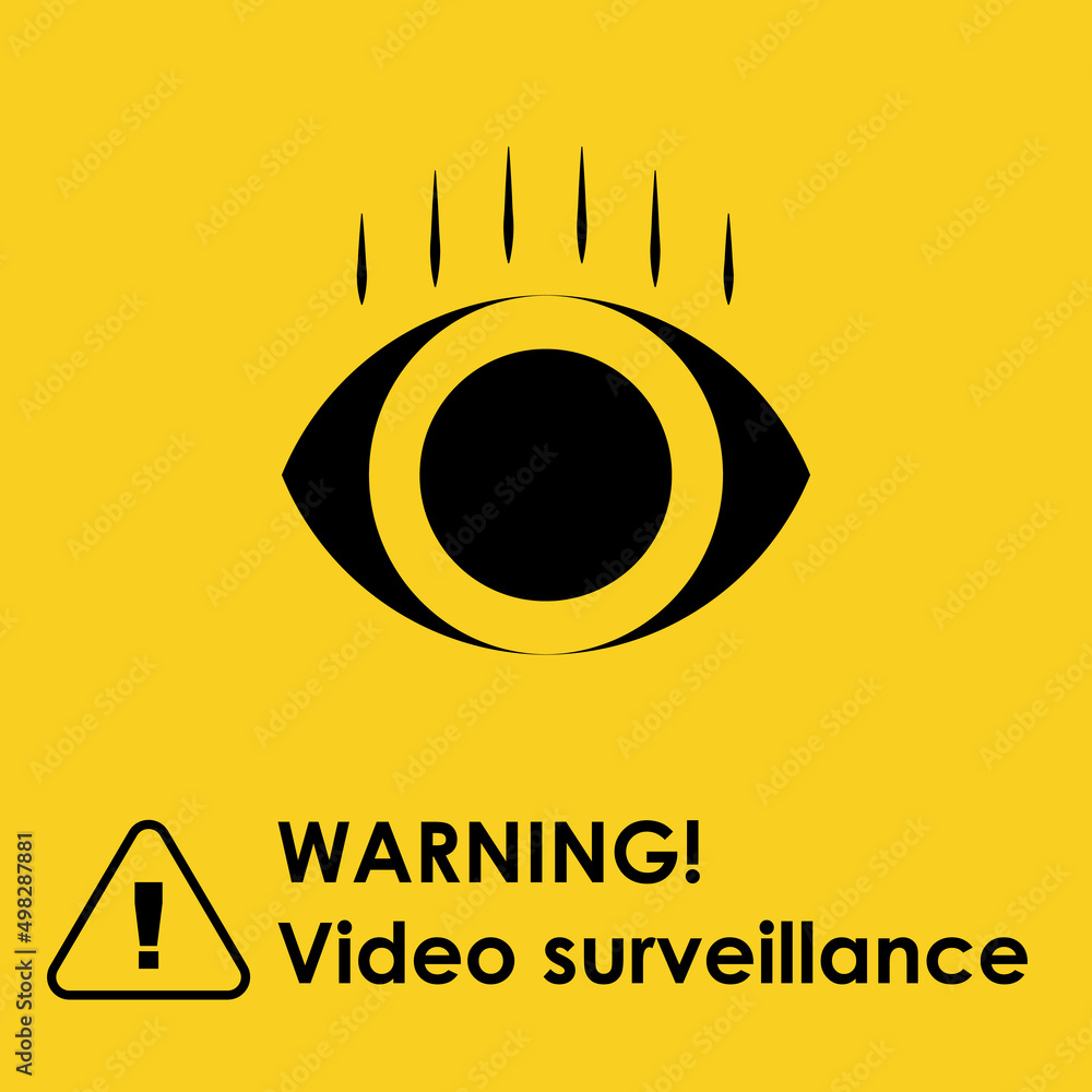 Fototapeta premium 24 hours video surveillance. Vector video surveillance sign with the inscription. Empty outline, flat style.