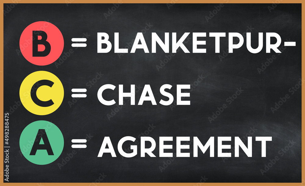 blanket purchase agreement (bpa) on chalk board