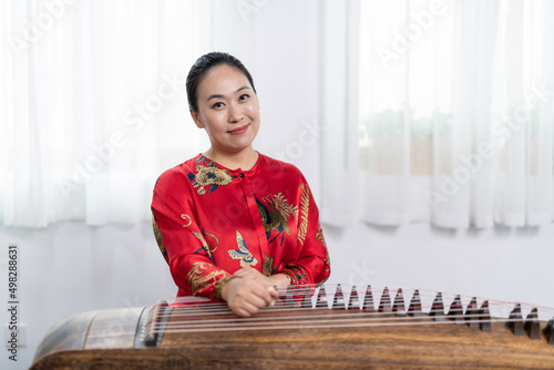 woman and zither