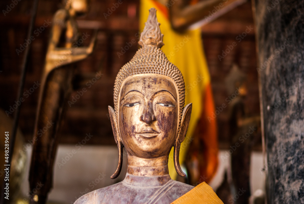 Ancient Golden Buddha Statue at Luang Prabang, Laos