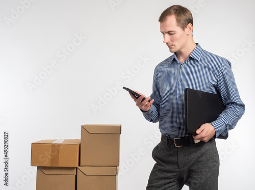 A businessman with a laptop...