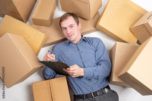 Courier job. Man is lying o...