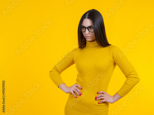 A long-haired brunette in l...