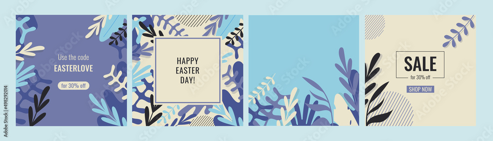 Spring set sale banner background and template with colorful flower.