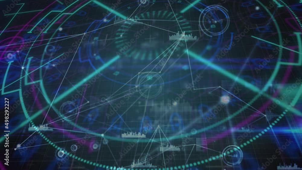 Animation of financial data processing on black background Animation of financial data processing on black background