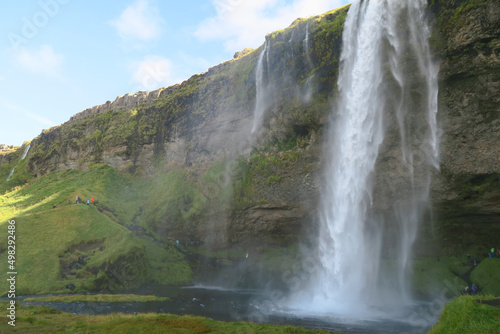 Huge waterfall in the nature of Iceland