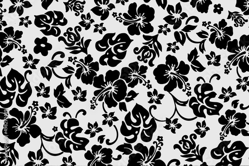 Black and White Floral Pattern Background Flowers 