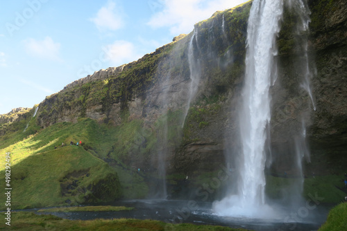 Huge waterfall in the nature of Iceland