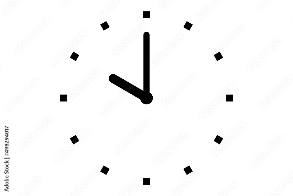 Black clock icon isolated on white background Black clock icon isolated on white background