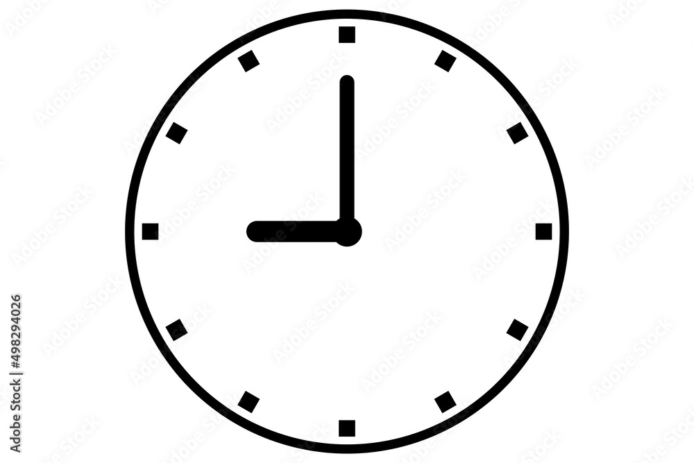 Black clock icon isolated on white background. Time icon Black clock icon isolated on white background. Time icon