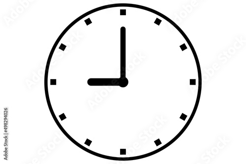 Black clock icon isolated on white background. Time icon