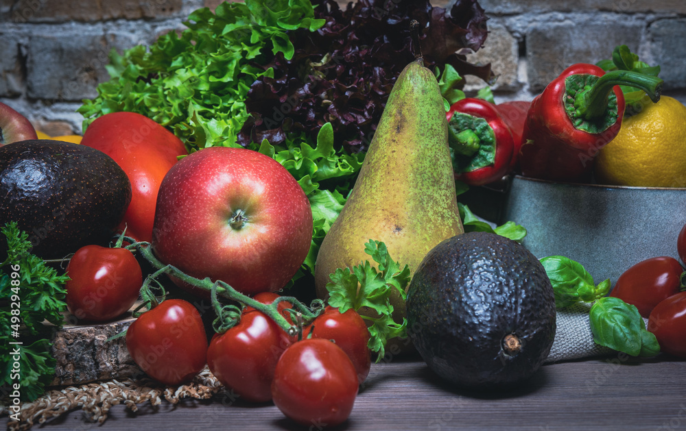 Obraz na płótnie Owoce i warzywa, składniki, zdrowe odżywianie. w salonie