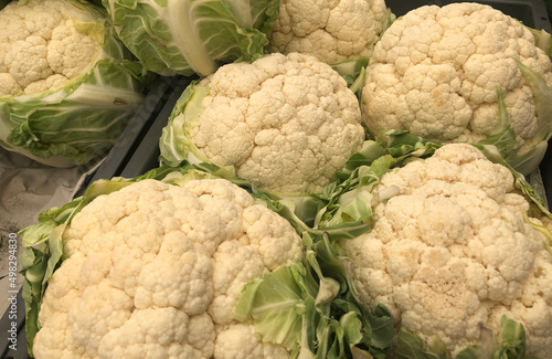 close up of fresh ripe cauliflower vegetables no people