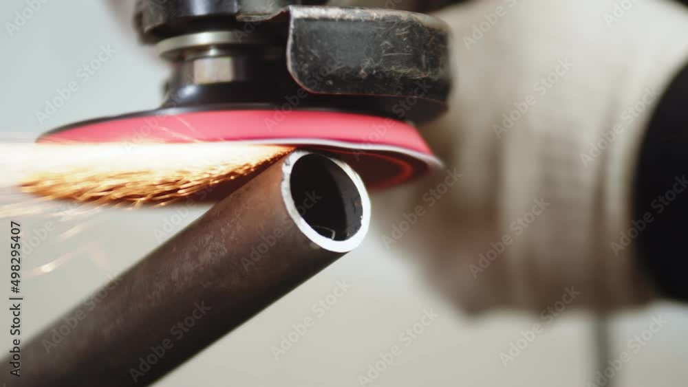 Vidéo Stock Closeup of cylindrical metal pipe, edges of which are