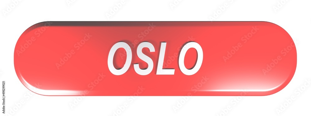 OSLO red rounded rectangle push button - 3D rendering illustration OSLO red rounded rectangle push button - 3D rendering illustration