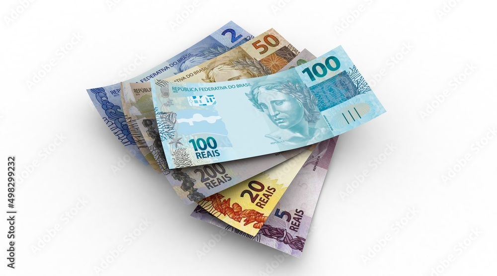 3d Money notes of brazilian reais in white background. Money from brazil. earn money. Real, Currency, Dinheiro, Reais, Brasil. Money banknotes 3d illustration. 3d Money notes of brazilian reais in white background. Money from brazil. earn money. Real, Currency, Dinheiro, Reais, Brasil. Money banknotes 3d illustration.