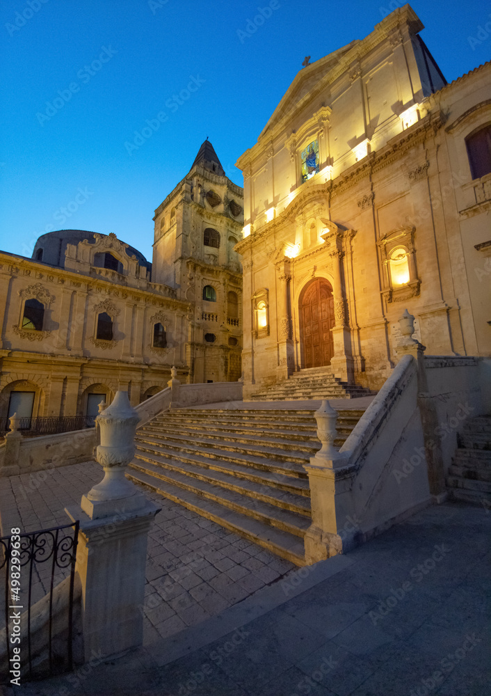 Noto (Sicilia, Italy) - A historical center view of the touristic baroque city in province of Siracusa, Sicily island, during the summer; UNESCO site in Val di Noto.