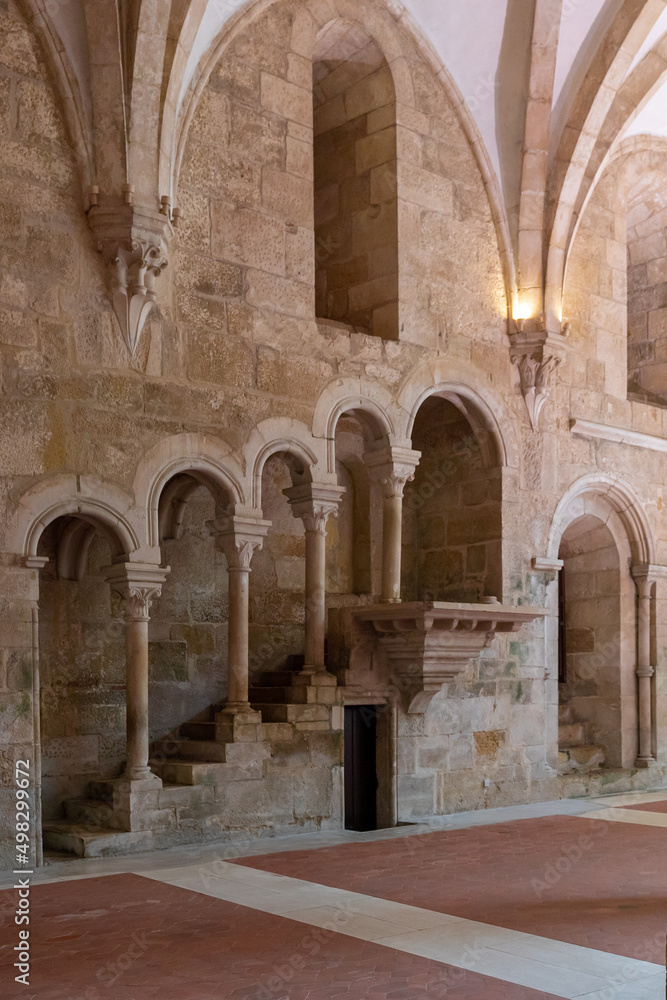 vertical interior view of the refectory in the Alcobaca monastery