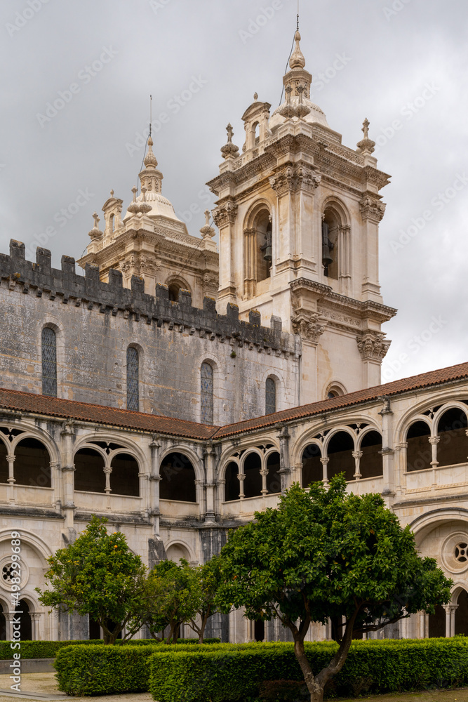 vertical view of the cloister and church of the Alcobaca monastery