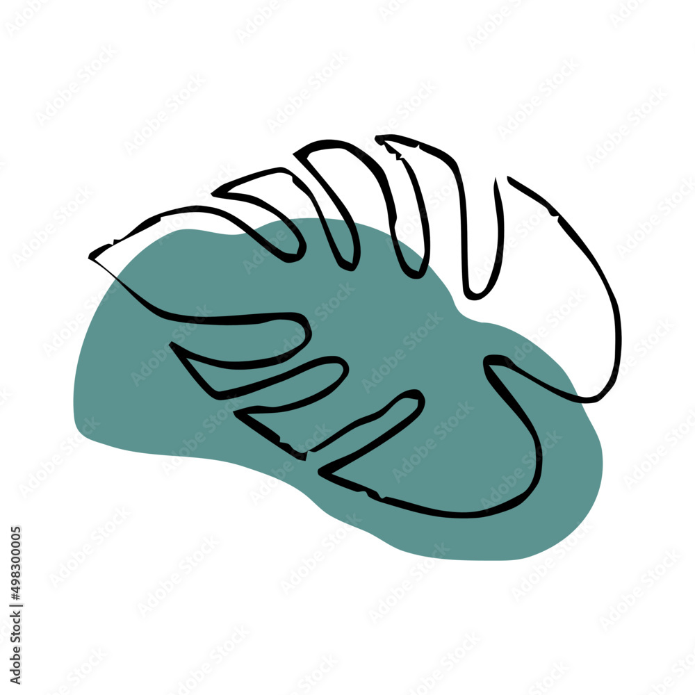 monstera leave one line with color blot monstera leave one line with color blot