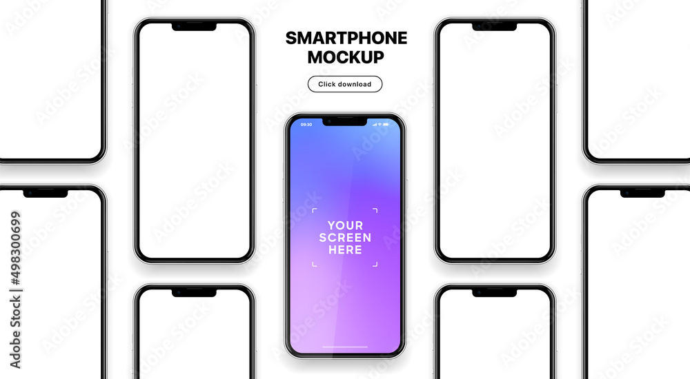 Realistic black color smartphone mockup isolated with transparent ...