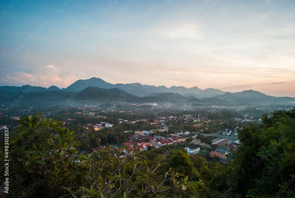 Aerial view of Luang Prabang cityscape, Laos, Unesco world heritage site