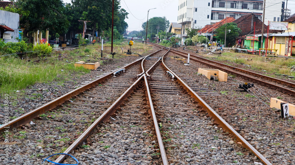 railroad tracks near the Sidoarjo train station, Indonesia