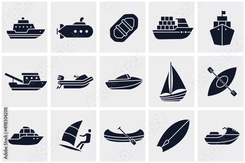 water transportation set icon symbol template for graphic and web design collection logo vector illustration