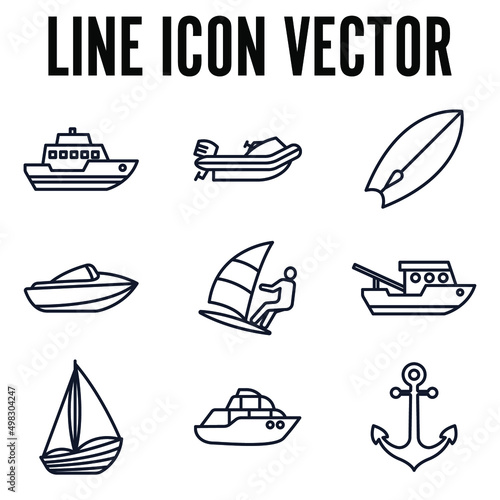 water transportation set icon symbol template for graphic and web design collection logo vector illustration