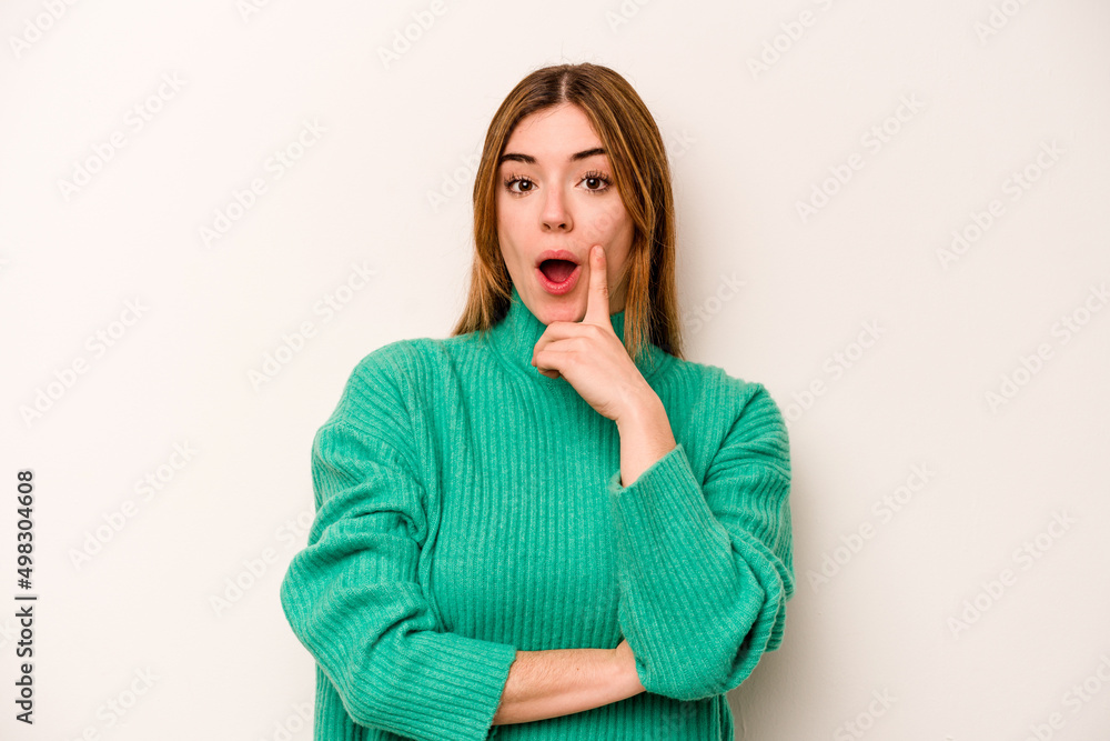 Young caucasian woman isolated on white background having some great idea, concept of creativity. Young caucasian woman isolated on white background having some great idea, concept of creativity.