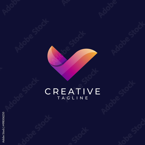 letters V Line Logo Design. Linear Minimal Stylish Emblem. Luxury Elegant Vector Element. Premium Business Logotype