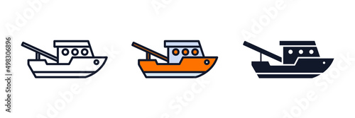 fishing boat icon symbol template for graphic and web design collection logo vector illustration
