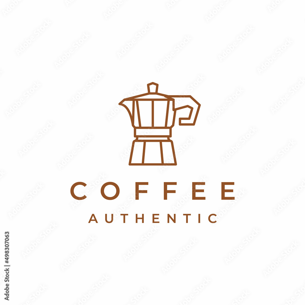 Retro Line art coffee pot logo design vector illustration Retro Line art coffee pot logo design vector illustration