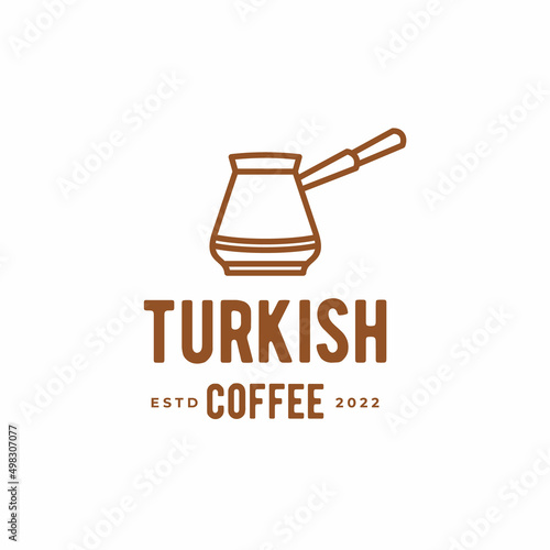 Cezve logo design vector illustration. Coffee shop logo design isolated on white background