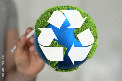 3d rendering of green recyc...