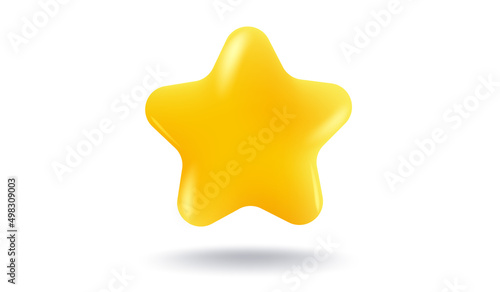 Vector icon of a yellow star in 3D style. Achievements for games or customer rating feedback of website. Illustration of a star in realistic 3d style.