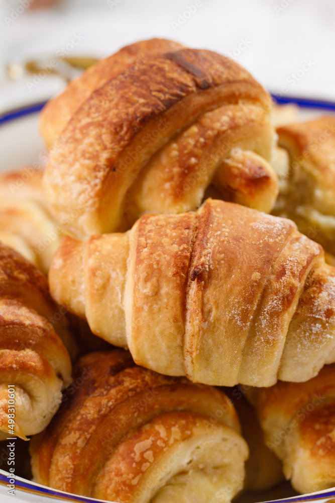 group of homemade croissants close-up
