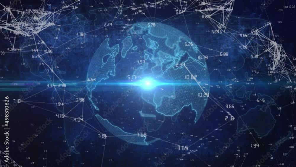 Video of financial data processing over globe and dark background Video of financial data processing over globe and dark background