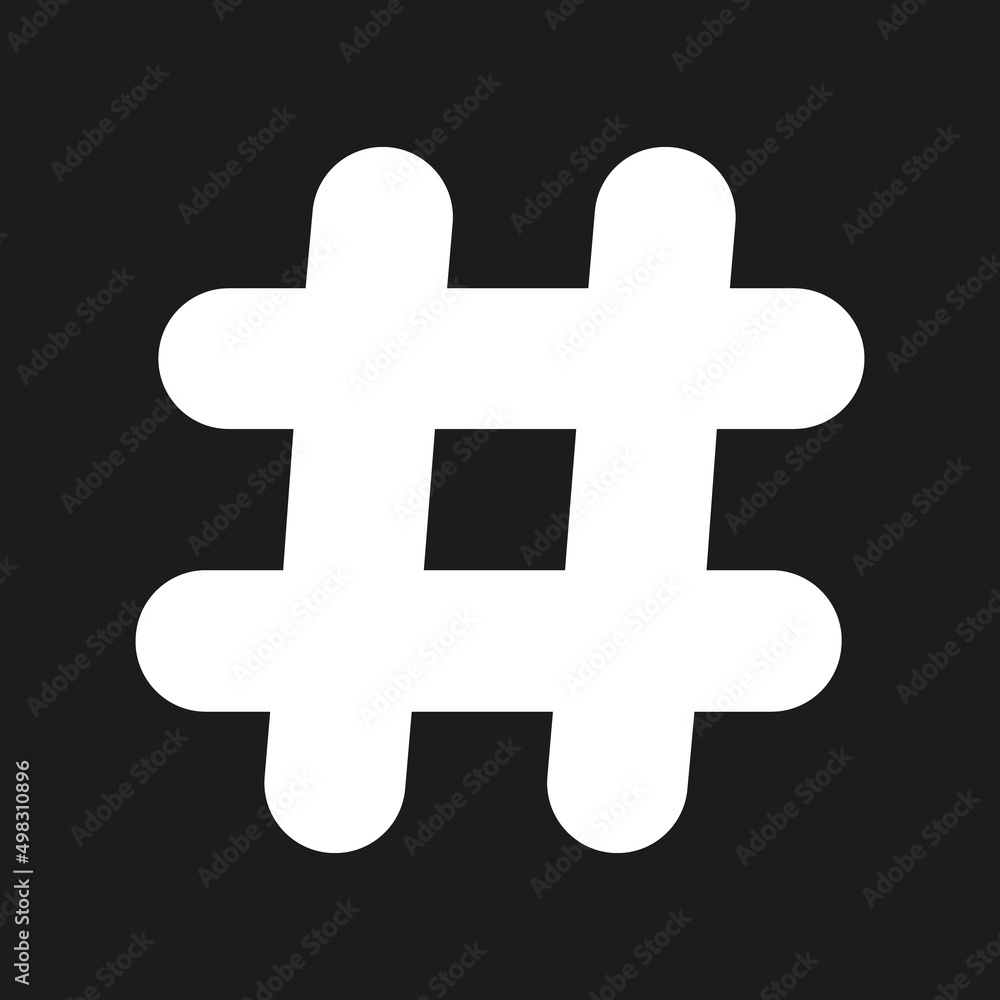 Fototapeta premium Hash tag icon on black background.