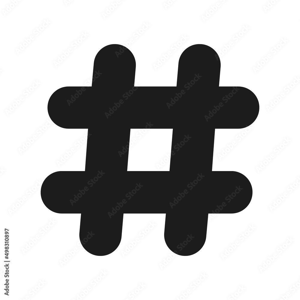 Fototapeta premium Hash tag icon on black background.