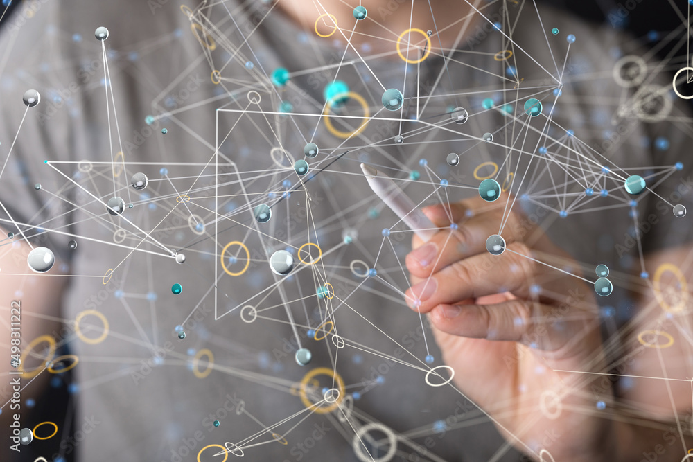Global network. Blockchain. 3D illustration. Neural networks and artificial intelligence. Abstract Global network. Blockchain. 3D illustration. Neural networks and artificial intelligence. Abstract