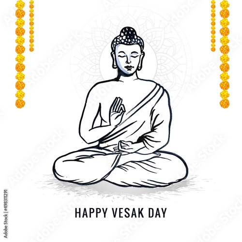 Vesak day traditional budha sketch card background