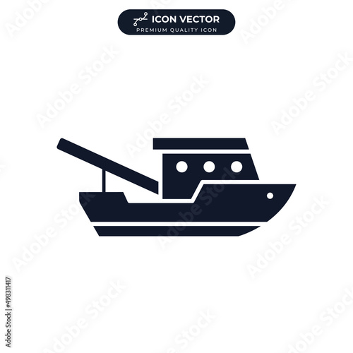 fishing boat icon symbol template for graphic and web design collection logo vector illustration