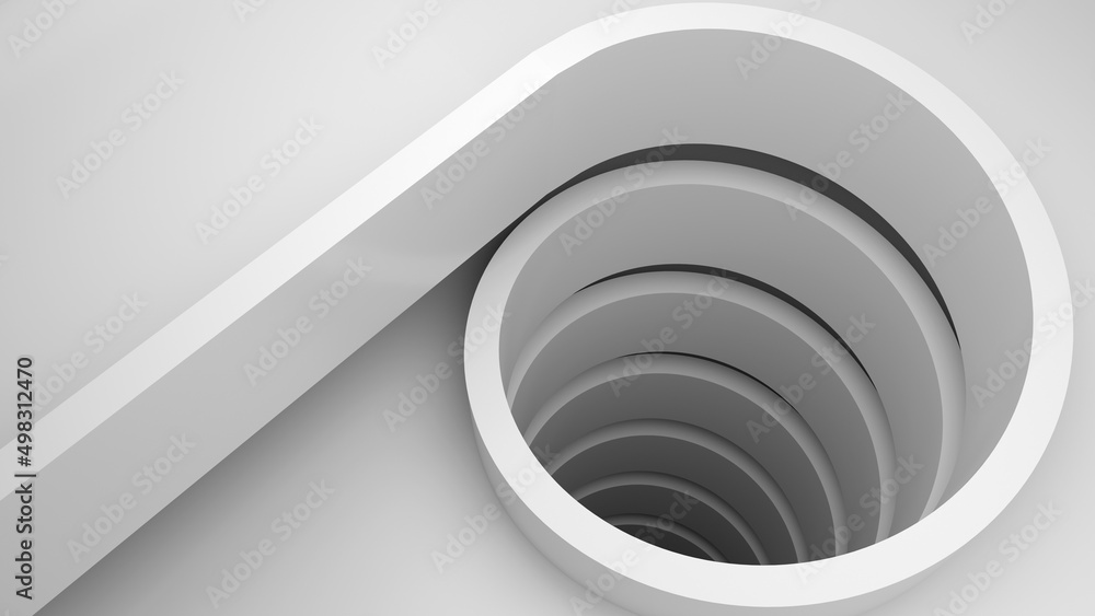Fototapeta premium Abstract white architectural background, 3d spiral