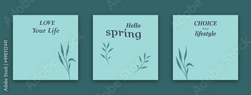 It is summer time  hello spring  enjoy every moment  enjoy your life banner illustration  set of three post templates design