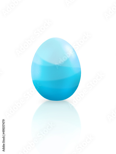 Turquoise easter egg. The egg is decorated with diagonal lines.
