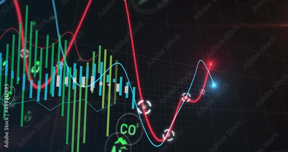 Animation of data processing on black background Animation of data processing on black background
