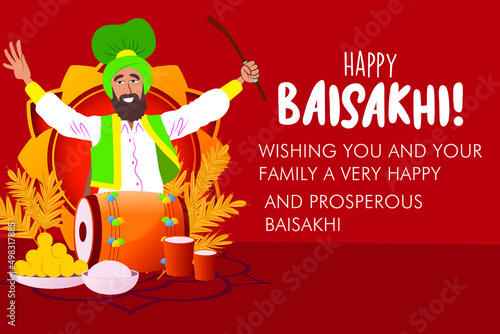 happy Baisakhi with wheat and lassi